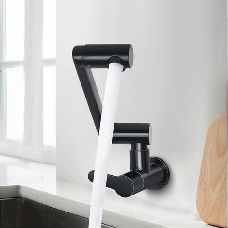 Robinet de cuisine remplisseur de pot Robinet d'évier de cuisine en acier inoxydable 304 encastré monotrou 360 ° Rotation universel pliant robinet d'eau froide balcon vadrouille robinet de piscine ( C (1/5)