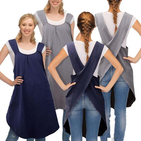 Delantal de jardinería transpirable para mujer con espalda cruzada, ideal para floristas, de corte holgado con tirantes cómodos y forma de X. (1/5)