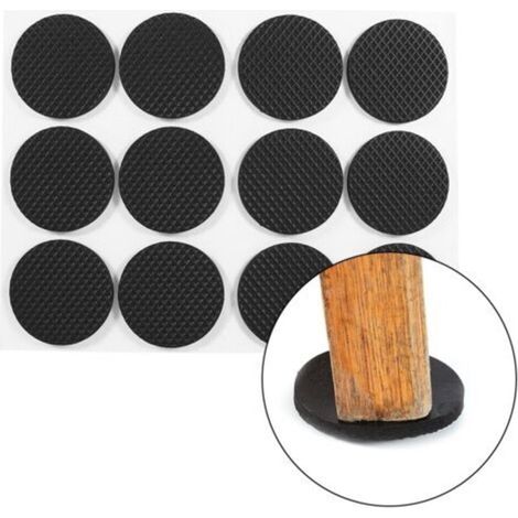 12 Pack Black Self-Adhesive Floor Protectors for Furniture Sofas Tables Chairs Round Rubber Legs (1/5)