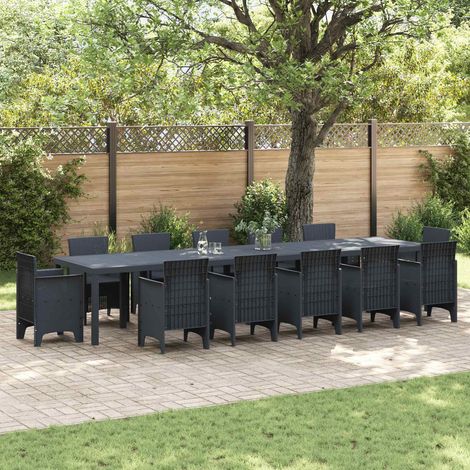 Gartentisch Anthrazit 400 x 100 x 73 cm Poly-Rattan (1/5)