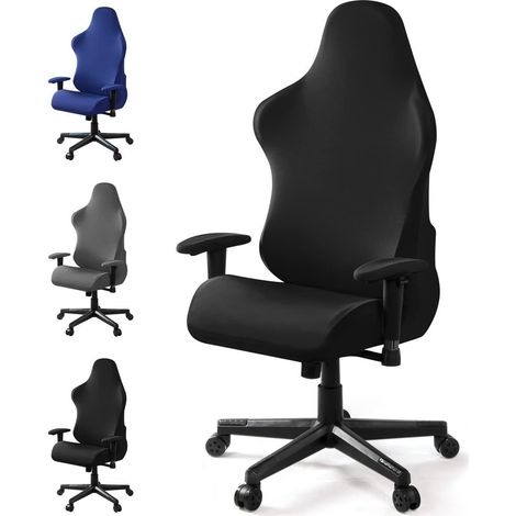Housse de chaise gaming extensible et lavable, noir (1/5)