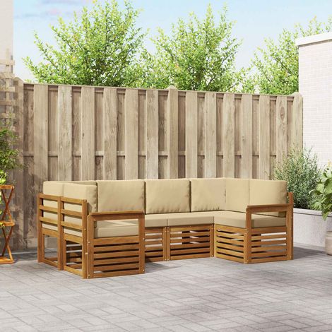 vidaXL Ecksofa Set mit Kissen 6 pcs Natur (1/5)