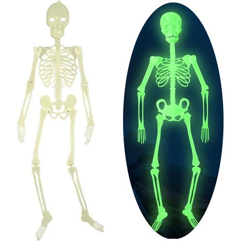 Hängendes Skelett, fluoreszierend, leuchtet im Dunkeln, Halloween-Dekoration, 140 cm (1/5)