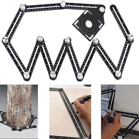 Gabarit d'angle multi-angles pour carreleur, outil multifonction noir, gabarit d'angle en alliage d'aluminium, outils pour montants latéraux, adapté au bricolage en menuiserie, Cer (1/4)