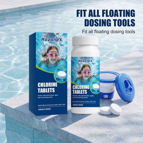 Multifunktionale Poolreinigungstabletten, entfernen Algen, reinigen Wasser, lösen sich schnell auf, geeignet für den Heimgebrauch, Schwimmbäder, Thermalquellen und Spas – 100 g -- BIEMMEDUE (1/5)