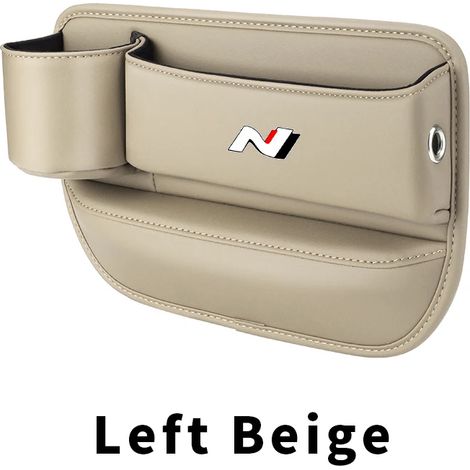 (Beige gauche) Boîte de rangement pour l'espace entre le siège et le siège auto Hyundai Sonata Elantra Tucson N Line Veloster Kona i30 - Accessoires intérieurs en cuir (1/5)