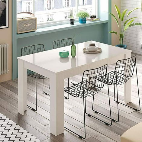 Kit tavolo estensibile 'kendra' cm. 90x140/190x78h bianco lucido - Salone (1/3)
