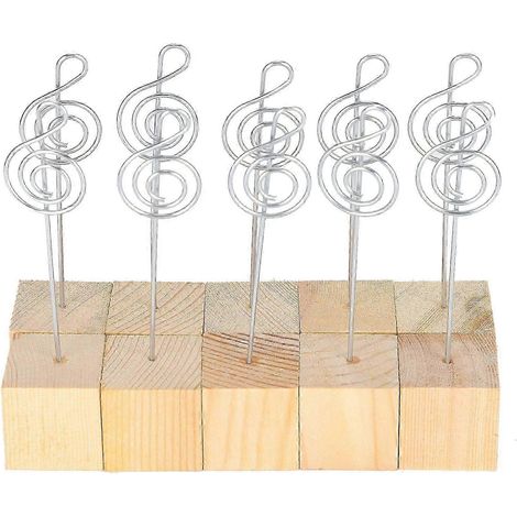 Lot de 10 porte-notes adhésifs, porte-photos, porte-cartes de message, supports pour images, supports métalliques, bases en bois massif, fabrication artisanale et fonctionnalités intelligentes. (1/5)