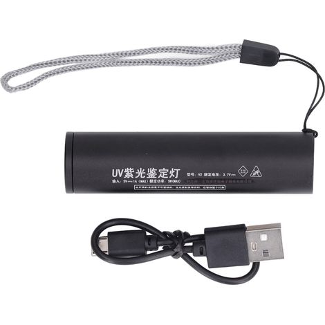 Mini lampe torche ultraviolette rechargeable 365 nm à lumière noire pour la détection de faux billets et d'urine d'animaux. (1/5)