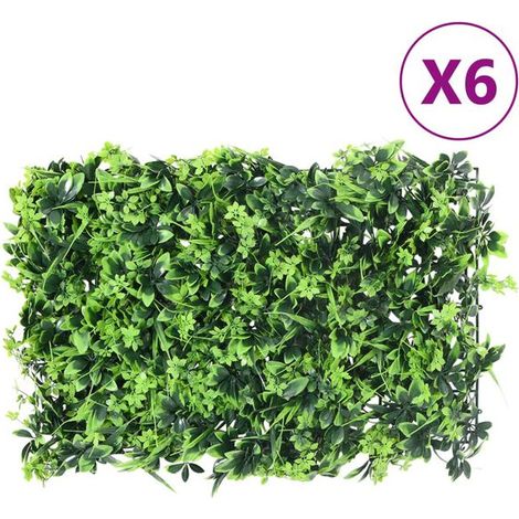 Clôture artificielle en feuilles, 6 pièces, verte, 40 x 60 cm (1/5)