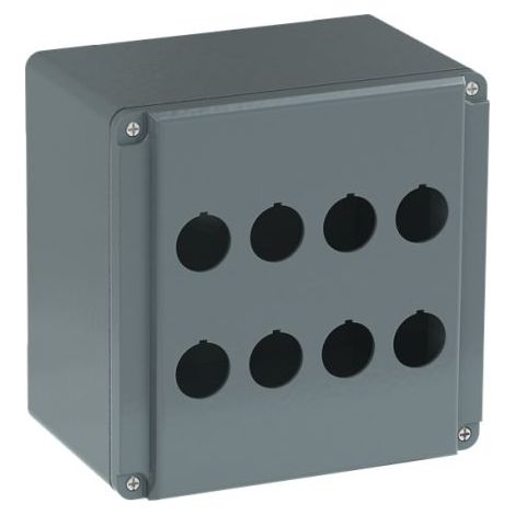 Boîtier de bouton-poussoir ABB Modular Metal, 8 découpes, en Aluminium Gris ( Prix pour 1 )