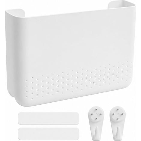 Scatola porta router, 25,6 × 17 × 5 cm, scatola per router Wi-Fi  Scatola portaoggetti in plastica bianca, armadietto, casa, angolo TV e ufficio (1/5)