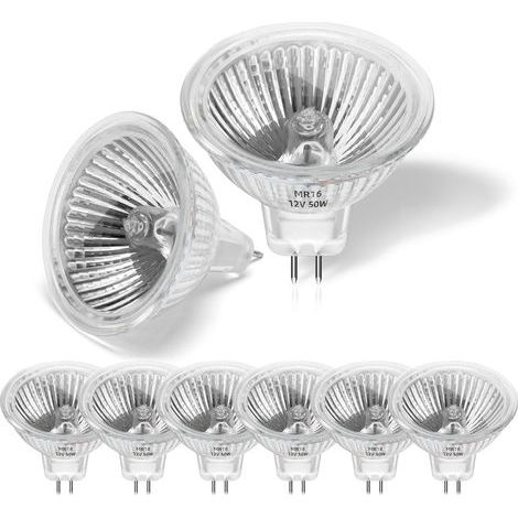 8er-Pack Halogenlampe 50 W 12 V MR16, Halogenstrahler GU5.3 dimmbar Warmweiß 2800 K, 2-polige Halogenlampen Glasabdeckung für Deckenleuchte, für Deckenleuchte, Einbaustrahler
