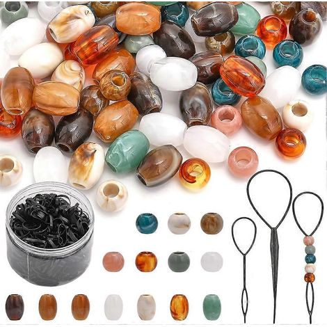 Kit de 112 perles africaines pour tresses, comprenant des perles acryliques et un kit de fabrication d'épingles à cheveux en plastique ( ). (1/4)