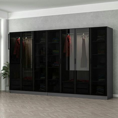 Dressing design XXL verre noir, cadre anthracite BYRON