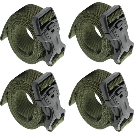 Lot de 4 sangles de sac à dos réglables et robustes avec boucle à dégagement rapide pour le camping en plein air ou une utilisation quotidienne (vert) (1/5)