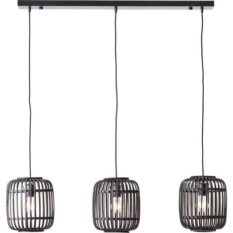 Endon Mathias Lampada da soffitto a sospensione Bar, bambù scuro, compensato con vernice nera opaca (1/5)