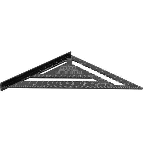 Équerre triangle 12 pouces règle en aluminium pour menuiserie, outil de mesure bois noir, accessoire de bricolage professionnel (1/5)