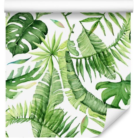 Papier peint à motifs de feuilles vertes pour salon et chambre 50x1000 cm (1/5)