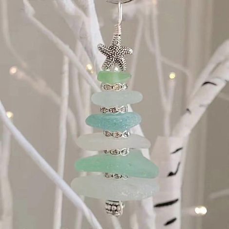 Décoration de sapin de Noël en verre de mer, étoile suspendue en verre de mer, verre de mer fait main pour loisirs créatifs, nouvelle décoration amusante 2023 pour sapin de Noël/Halloween (1/3)