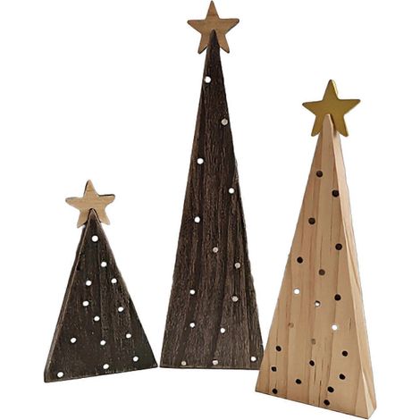 3 Pièces rustique bois Noël Trees, fait main décoration d'étagère pour manteau de cheminée de table style maison de campagne (1/5)