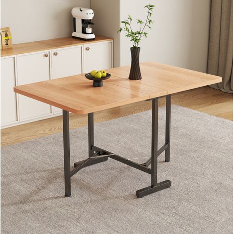 Mesa de comedor extensible 120x80x75 cm de MDF natural, ahorro de espacio FloraGrace (1/5)