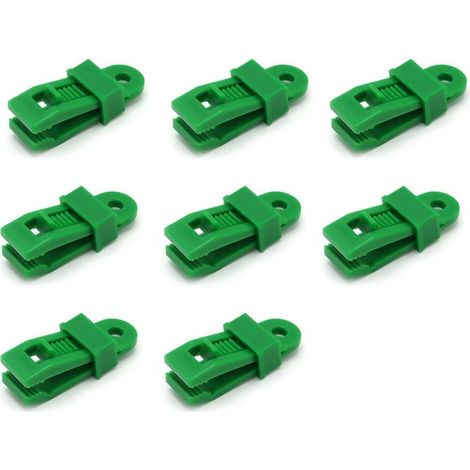 8 pièces Pinces de fixation robustes pour bâches, pour auvents, camping, caravanes et housses de voiture, Vert (1/5)