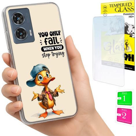 Schutzhülle für Motorola Edge 50 Fusion: Fotohülle mit Entenrücken und 9H-Glas (1/5)