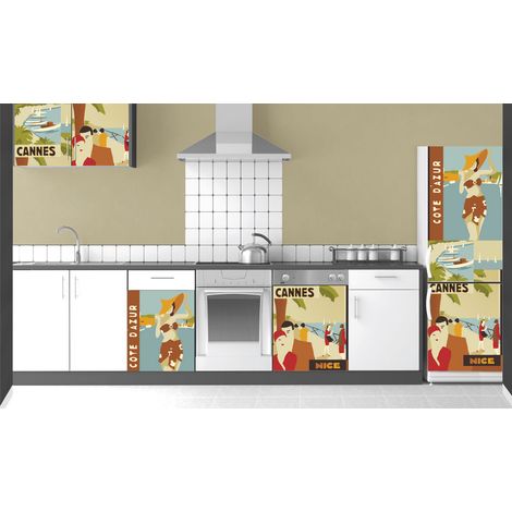 Sticker mural décoratif Nice Côte d'Azur Croisette à Cannes Ballade des Anglais 59,5 cm x 180 cm pour réfrigérateur (1/2)