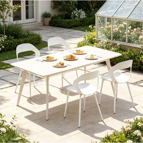 Chaise de salle à manger 51x44x83 cm en PP et métal blanc, moderne, lot de 4 FloraGrace (1/5)