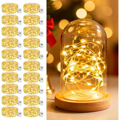 Lot de 20 Guirlande LED 2M 20LED 3 Modes IP65 Intérieur Extérieur Mariage Noël