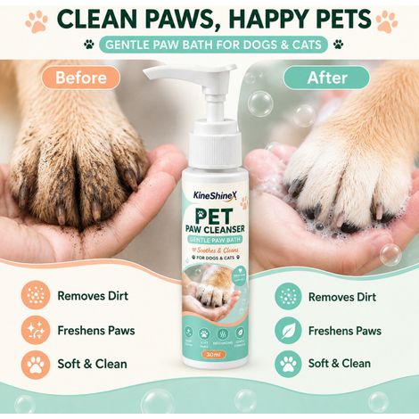 KineShineX Pet Paw Cleanser gently cleanses and removes dirt and odor from cat and dog paws, providing soft and gentle care. (Pump dispenser) (1/4)