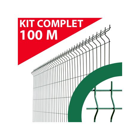 Kit Grillage Rigide Vert 100M - JARDIMALIN - Fil 4mm - 1,73 mètre