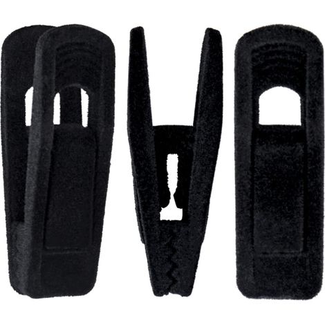 Lot de 20 Clips pour Cintre, Plastique ABS Noir, Bord Lisse, Dents Antidérapantes, Pour Pantalon et Jupe (1/5)