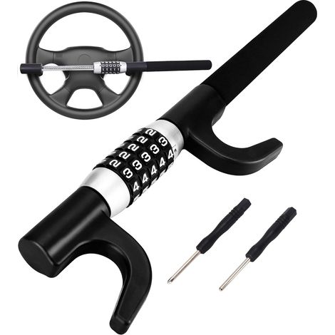 Bloccasterzo, antifurto per auto, senza chiave, estensibile, retrattile, lucchetto a combinazione a 5 cifre, robusto, universale (1/5)
