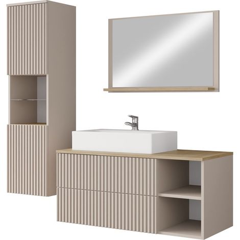 Conjunto de mueble de baño Nauta I, Cachemira + Roble