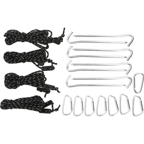 Piquets de Tente de Camping avec Corde à Vent de 2 m, Boucles en Aluminium pour Aventure de Pique-Nique en Plein air (1/5)