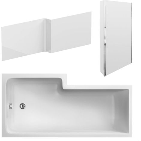 Balterley 1800mm Right-Hand Square Shower Bath And Panel Set