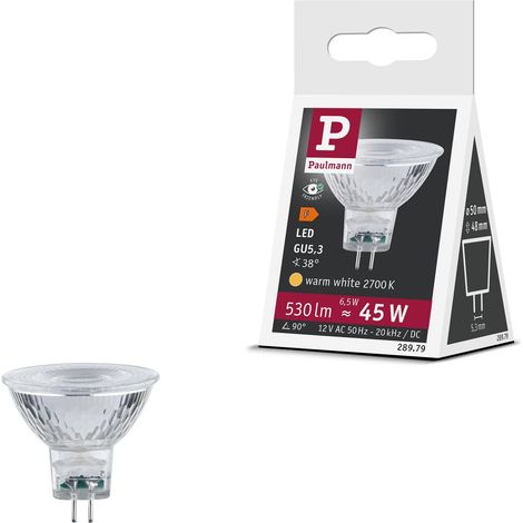 Standard 12 V réflecteur LED GU5,3 12 V 6,5W 530lm 50 mm Argent Verre 2700K - Ampoule Blanc chaud (1/5)