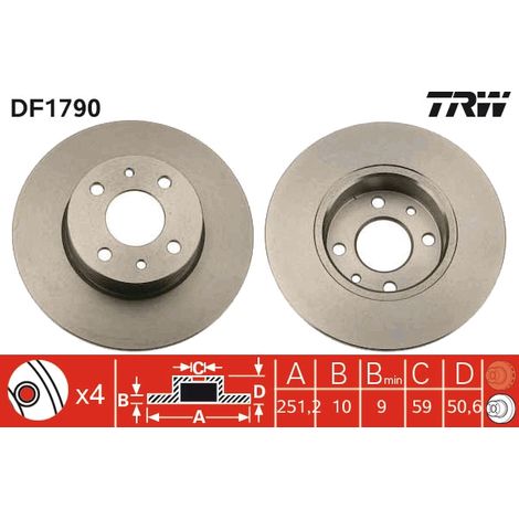 DISQUE DE FREIN ARRIÈRE DF1790 TRW (1/2)