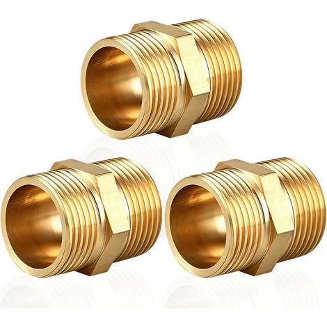 Mamelon double G3/4" (Ø 25,7mm) laiton mâle hexagonal M/M,Raccord de jonction 2 x M Raccord fileté,Raccords en laiton convient pour l'eau potable (1/5)