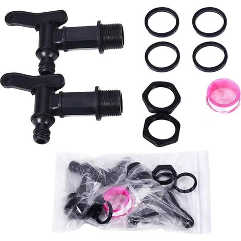Robinet pour Récupérateur d'Eau de Pluie, 2pcs, Robinet Cuve Plastique Avec Joint Contre-Ecrou 1 Rouleaux de Ruban D'étanchéité, Pour Seaux et Tonneaux, Distributeurs Vin, Réservoirs et Jardinage (1/5)