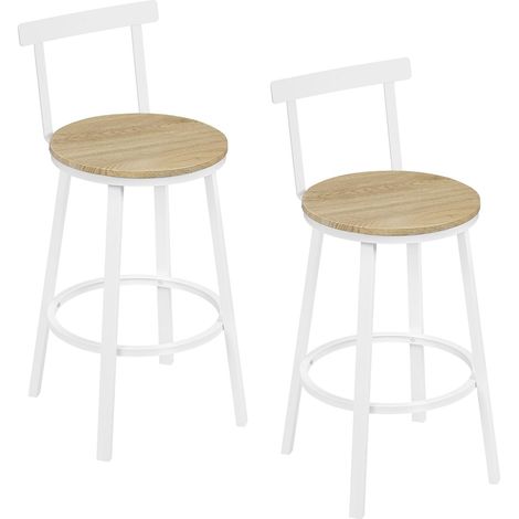 WOLTU Taburetes de cocina, set de 2, taburetes de bar, taburetes altos para cocina comedor estudio, estilo industrial, efecto madera clara (1/5)