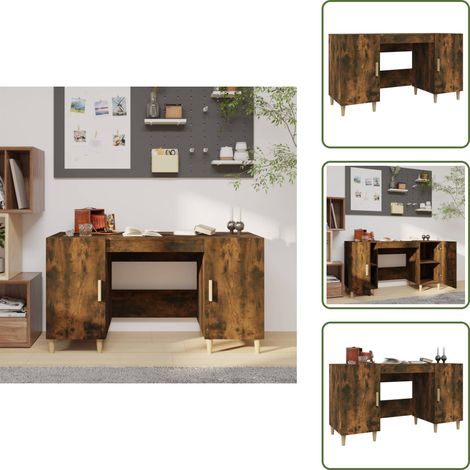 The Living Store Schreibtisch Räuchereiche 140x50x75 cm Holzwerkstoff - Schreibtisch Räuchereiche (1/5)