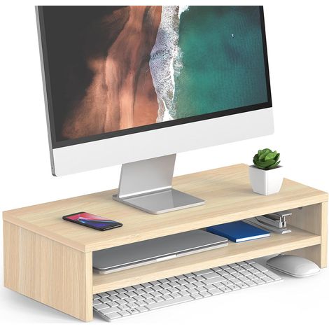 Support Ecran PC, Pour Ordinateur Moniteur TV, Chêne, 54cm (1/5)