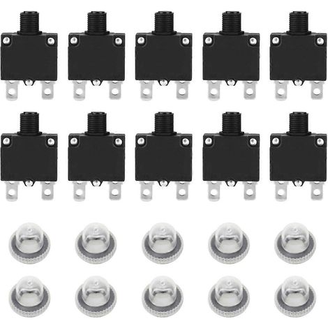 10 Stück Überlastschutz-Leistungsschalter mit wasserdichter Kappe 125/250 V AC 32 V DC (3 A)