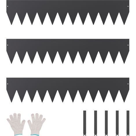 VEVOR Rasenkante, 3er-Pack 1016x203x1,5mm, Beetumrandung aus Metall, biegbare Wegbegrenzung, robuste Beeteinfassung, einfach zu installieren, Trennwand für Blumenbeete, Hofwege, schwarz
