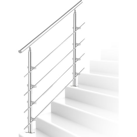 Jiubiaz Edelstahl Treppengeländer Handlauf 80 cm mit 4 Querstreben, robuste Edelstahlkonstruktion, für Eingang & Terrasse geeignet
