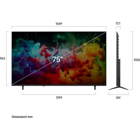 LG QNED AI MiniLED 75'' Serie QNED70B 75QNED70B6A, 4K, AI Magic Remote, 100% Volume colore, 3 HDMI, 20W, SMART TV 2026 (1/5)