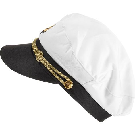 Classic and Elegant White Captain's Hat in Comfortable Fabric for Men, Shape-Maintaining for Parties and Stage Performances (1/5)